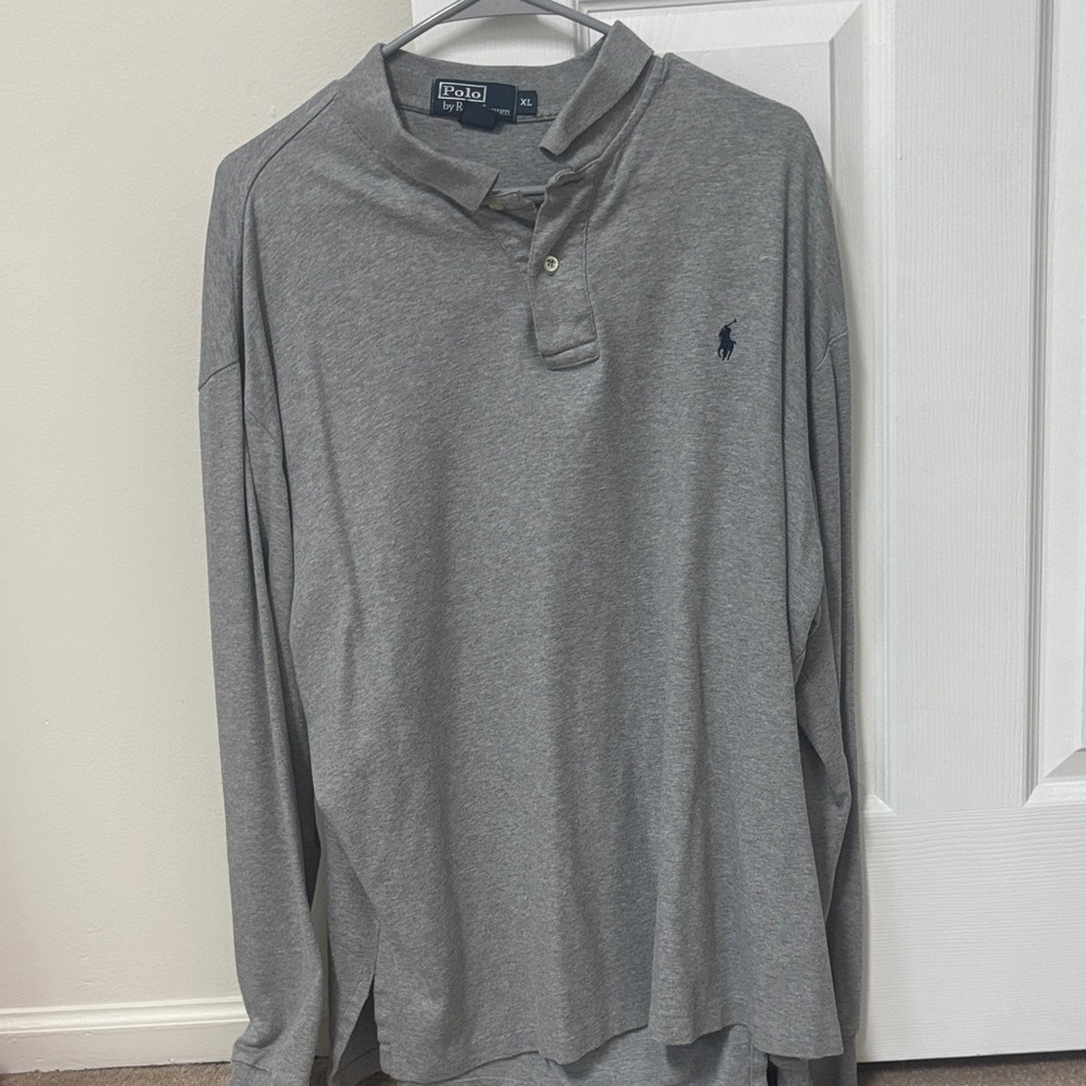 Polo by Ralph Lauren Heather Gray Long Sleeve Polo